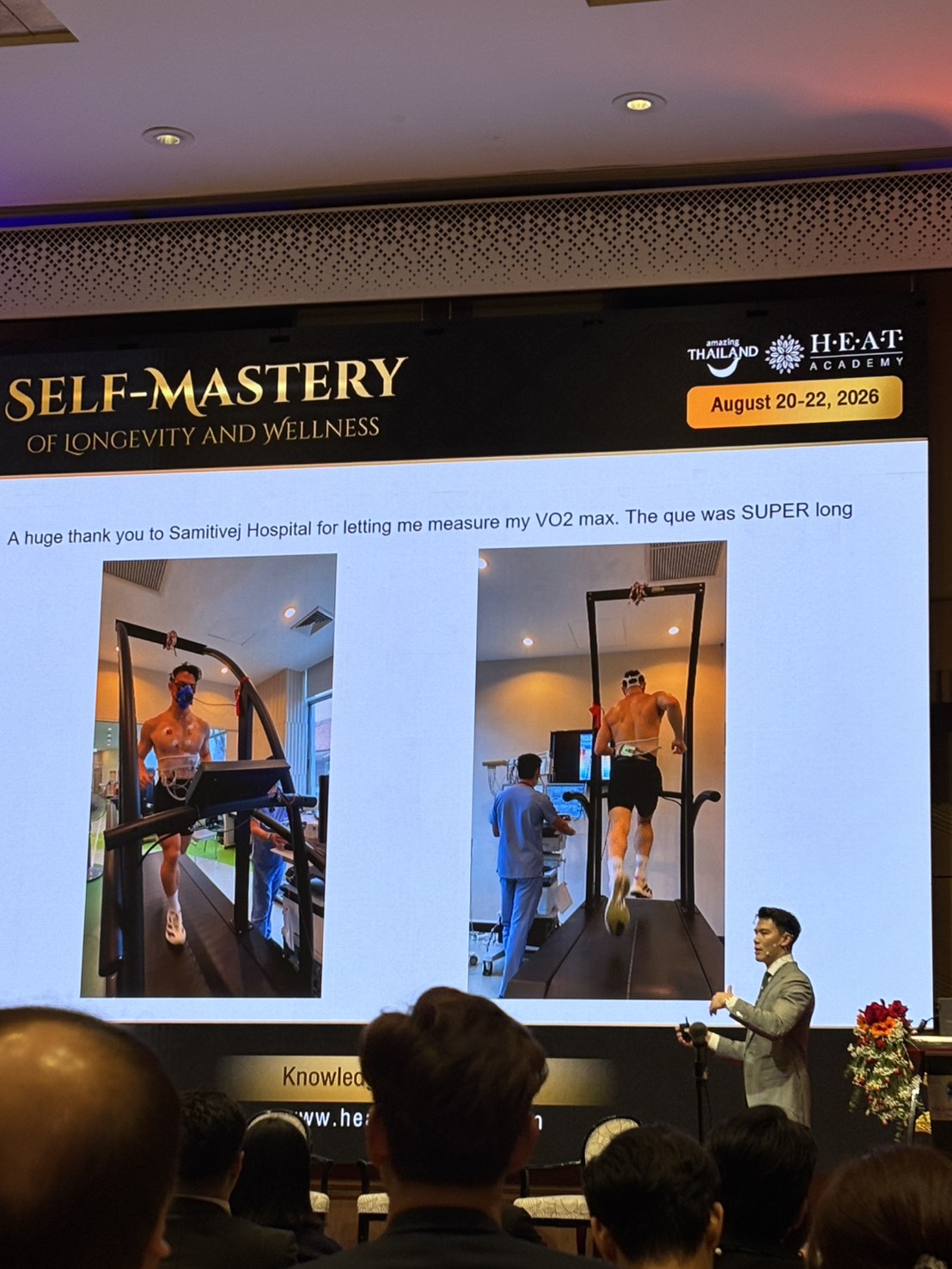 Dr. Sinthu Kosasih presenting VO₂ max and heat acclimation at the 10th HEAT International Congress 2026