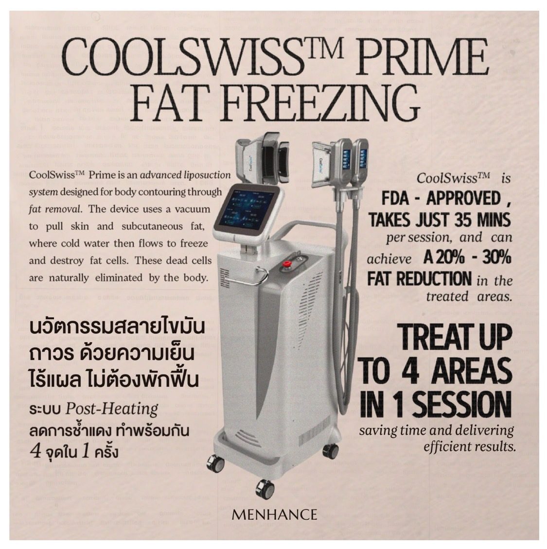 CoolSwiss Prime — FDA-cleared cryolipolysis system for body contouring
